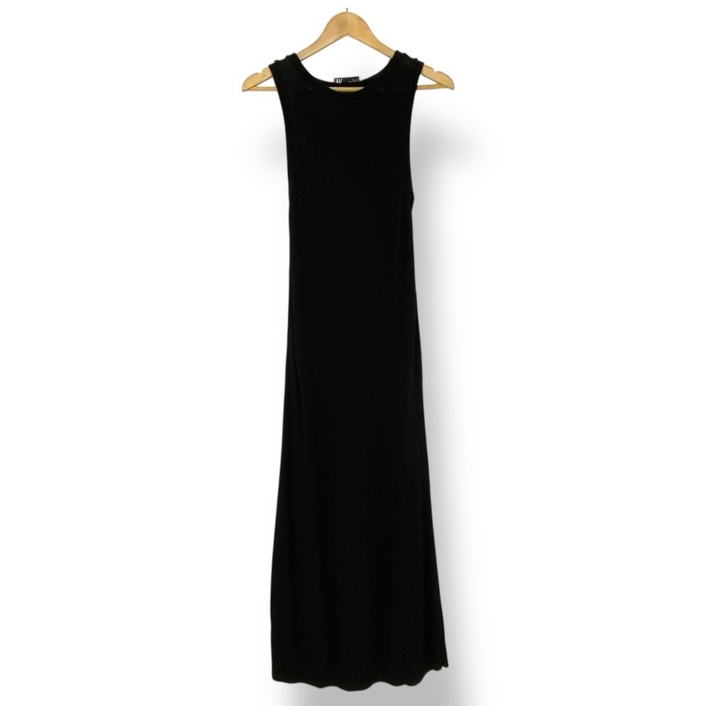 Zara Elegant Long Mesh Knitted Black Sleeveless Dress Women's size Medium